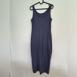 Sandwich Sleeveless Navy Maxi Cotton Dress